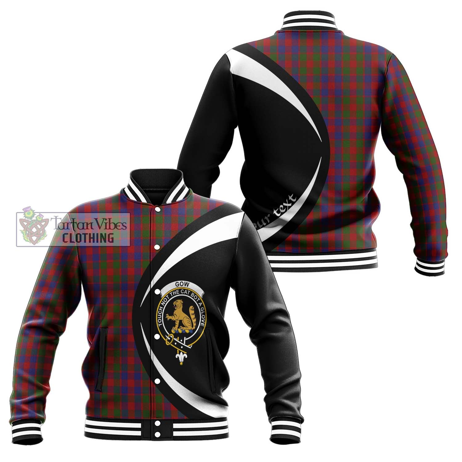 Gow Tartan Baseball Jacket with Family Crest Circle Style Unisex - Tartan Vibes Clothing