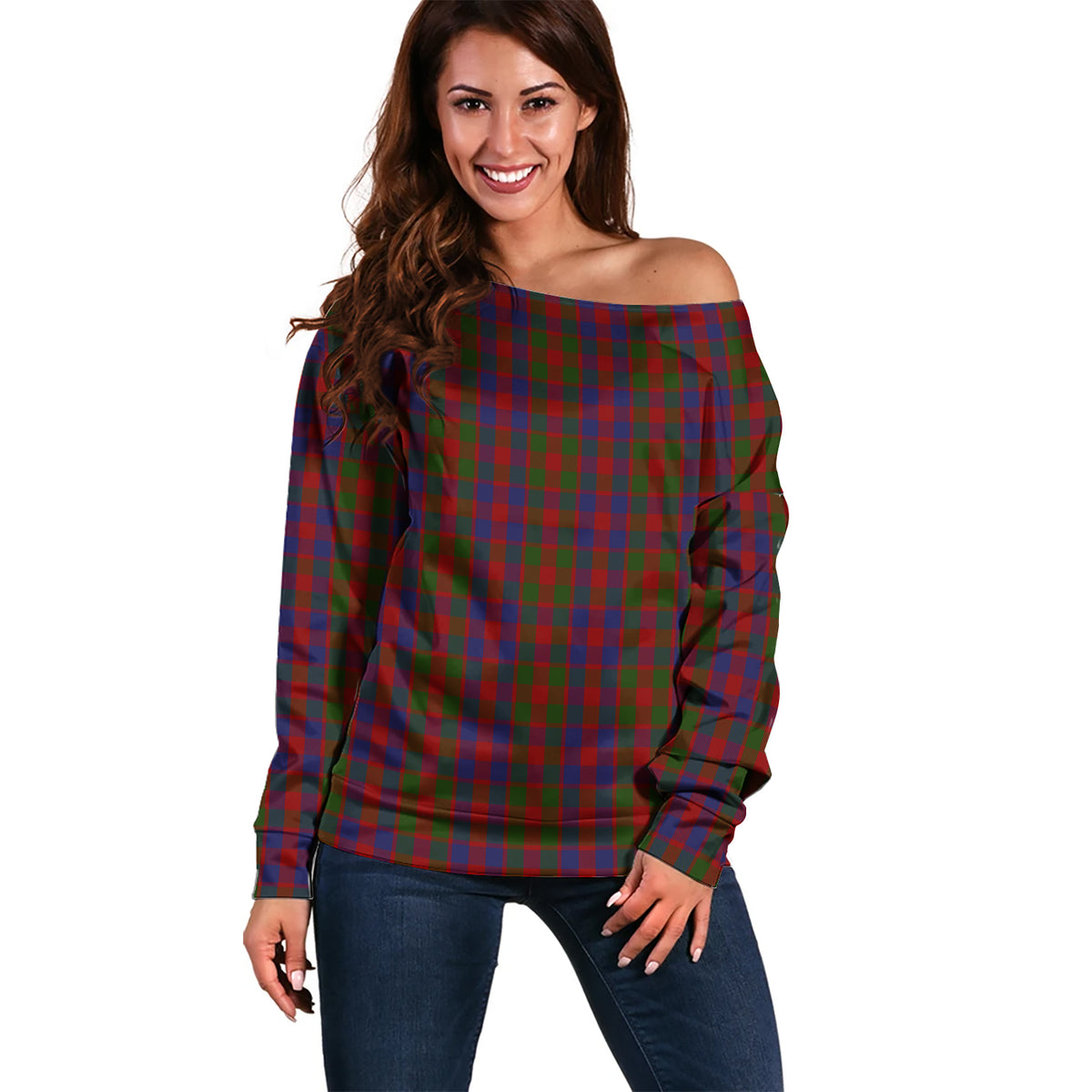 Gow Tartan Off Shoulder Women Sweater Women - Tartan Vibes Clothing