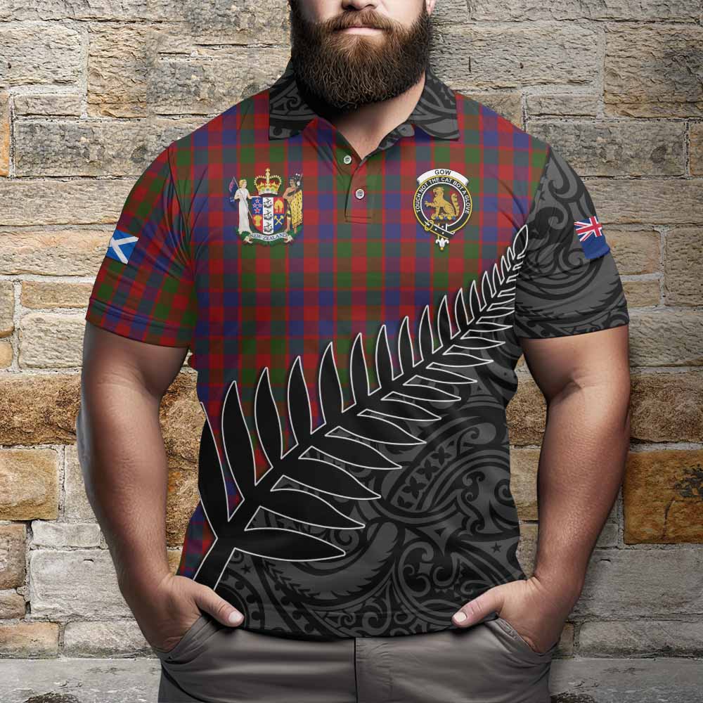 Gow Crest Tartan Polo Shirt with New Zealand Silver Fern Half Style