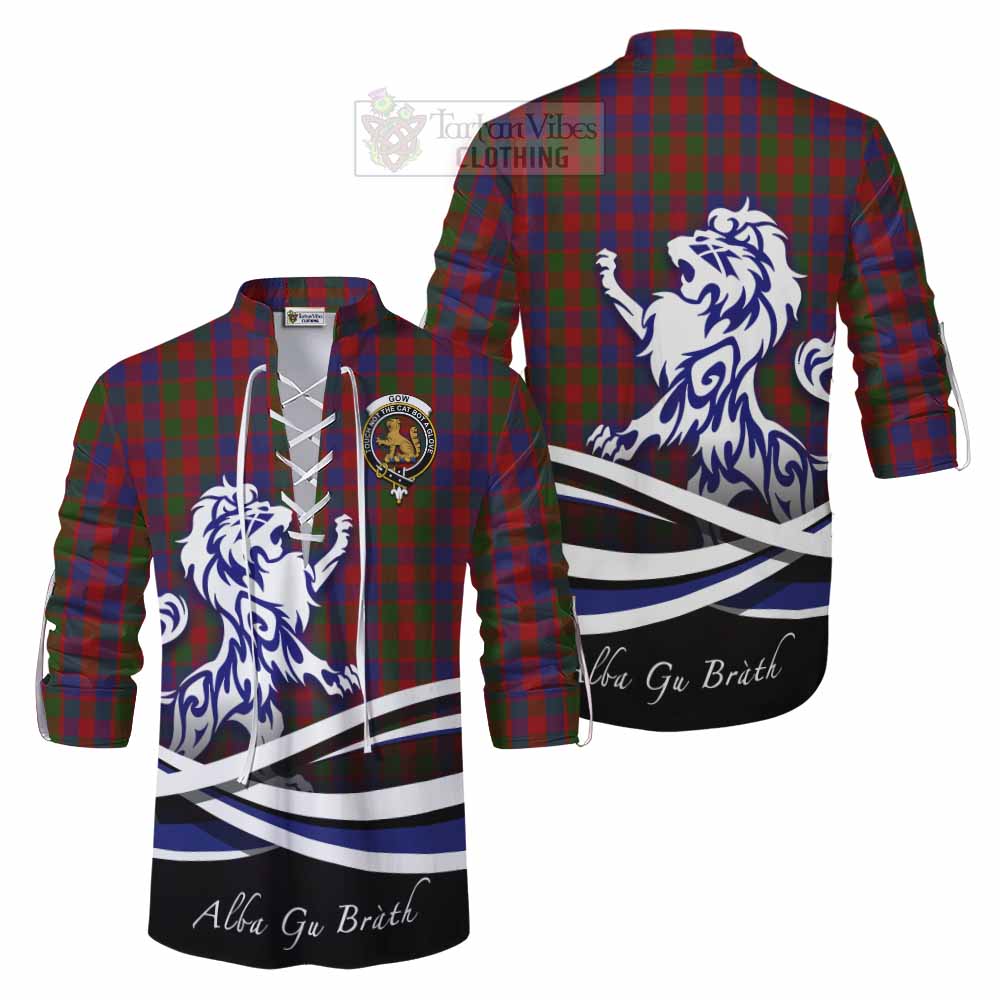 Tartan Vibes Clothing Gow Tartan Ghillie Kilt Shirt with Alba Gu Brath Regal Lion Emblem