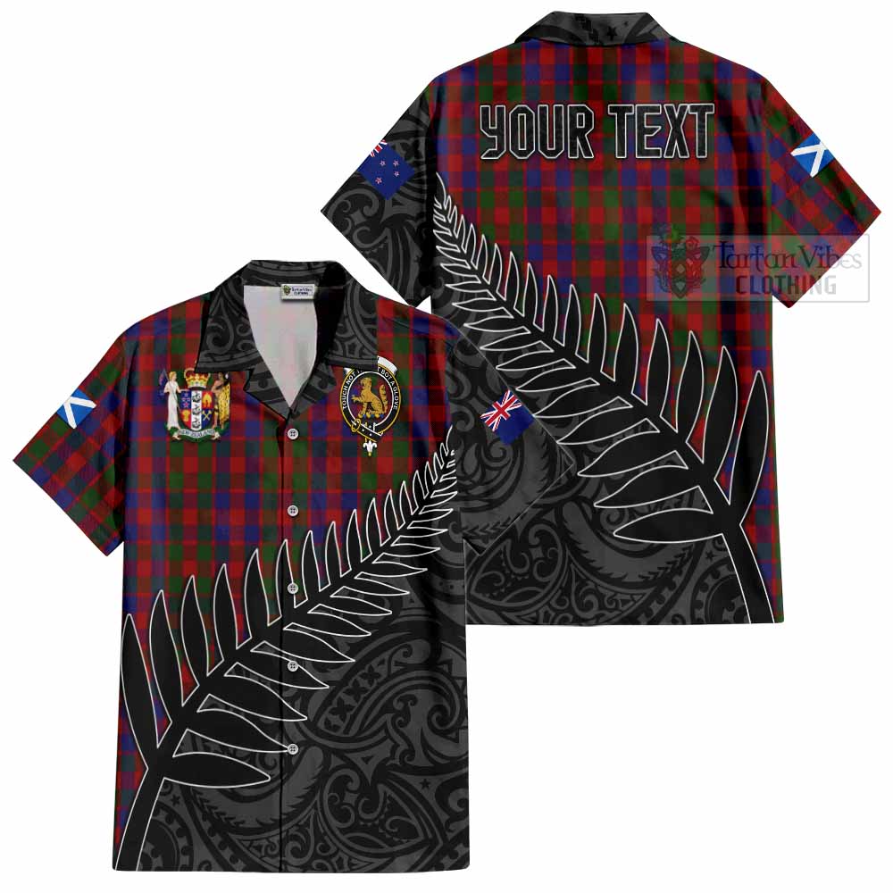 Tartan Vibes Clothing Gow Crest Tartan Short Sleeve Button Shirt with New Zealand Silver Fern Half Style