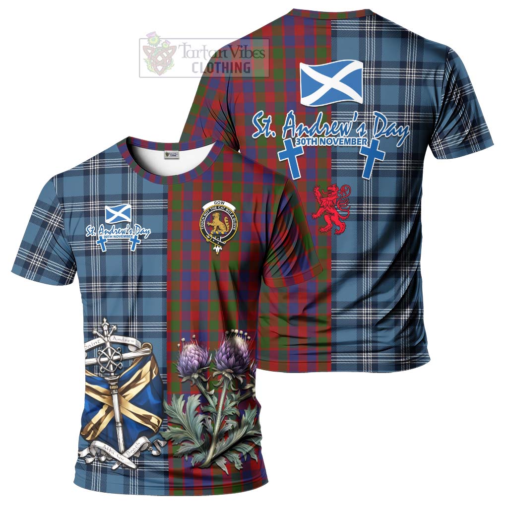 Tartan Vibes Clothing Gow Tartan T-Shirt Happy St. Andrew's Day Half Tartan Style