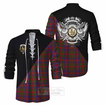 Gow Tartan Ghillie Kilt Shirt with Family Crest and Military Logo Style