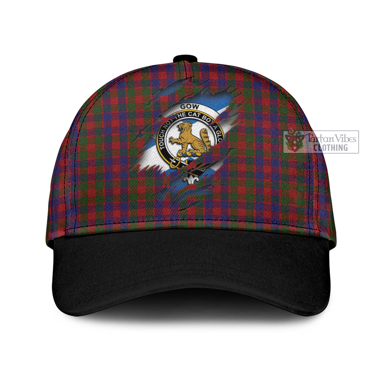 Tartan Vibes Clothing Gow Tartan Classic Cap with Family Crest In Me Style