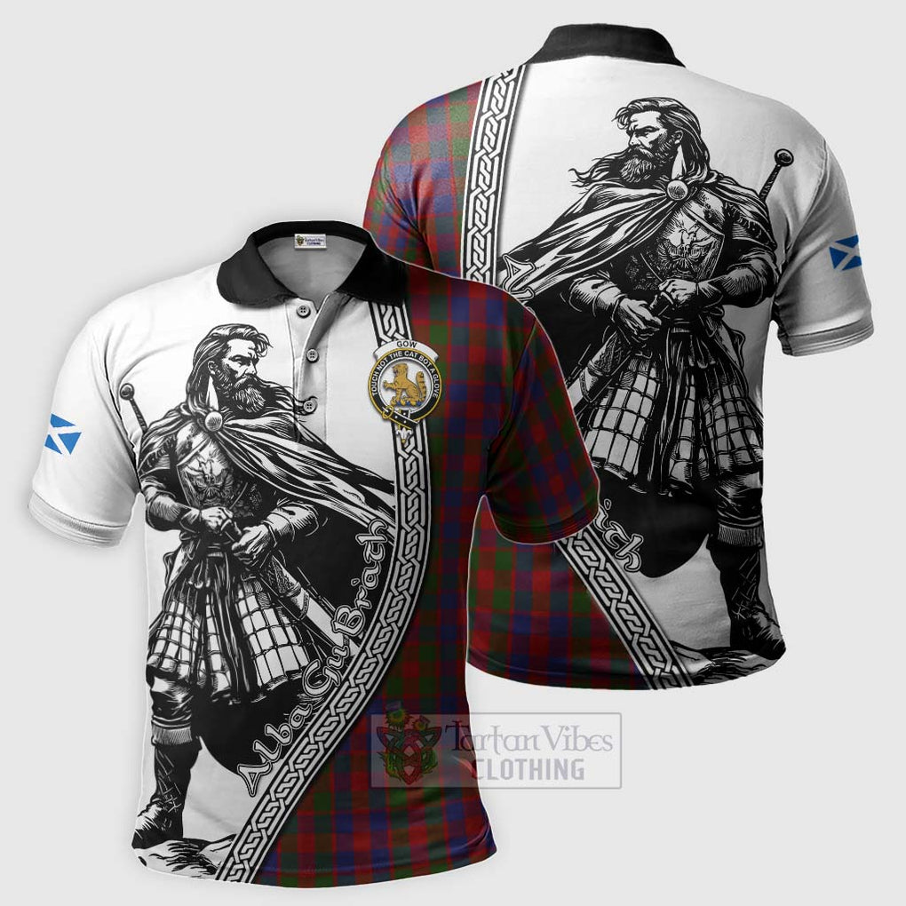 Tartan Vibes Clothing Gow Tartan Clan Crest Polo Shirt with Highlander Warrior Celtic Style