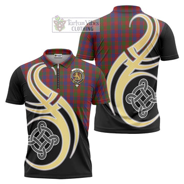 Gow Tartan Zipper Polo Shirt with Family Crest and Celtic Symbol Style