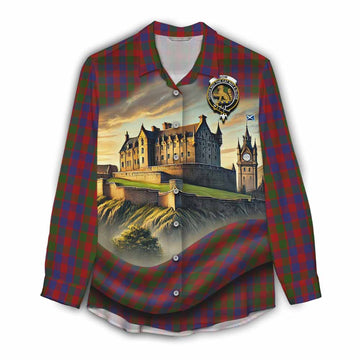 Gow Tartan Family Crest Women's Casual Shirt with Scottish Ancient Castle Style Female - Tartan Vibes Clothing