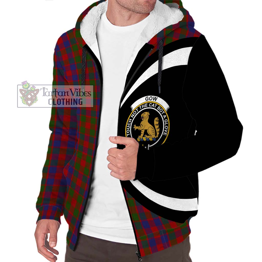 Gow Tartan Sherpa Hoodie with Family Crest Circle Style Unisex S - Tartan Vibes Clothing