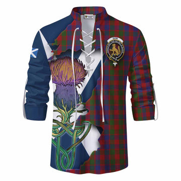 Gow Tartan Family Crest Ghillie Kilt Shirt Scottish Thistle Celtic Inspired Men - Tartan Vibes Clothing