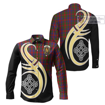 Gow Tartan Long Sleeve Button Shirt with Family Crest and Celtic Symbol Style Men's Shirt S - Tartan Vibes Clothing