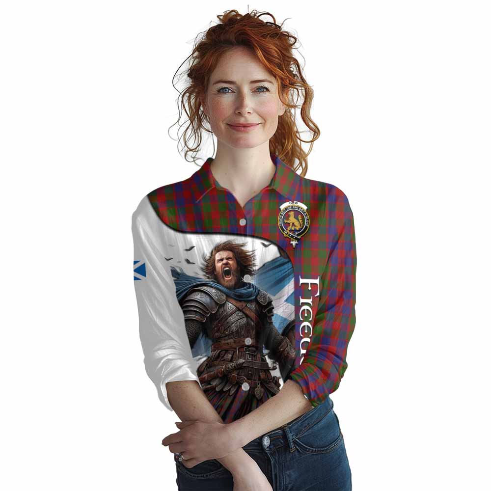 Tartan Vibes Clothing Gow Crest Tartan Women's Casual Shirt Inspired by the Freedom of Scottish Warrior