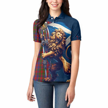 Gow Tartan Family Crest Women's Polo Shirt with Scottish Majestic Lion