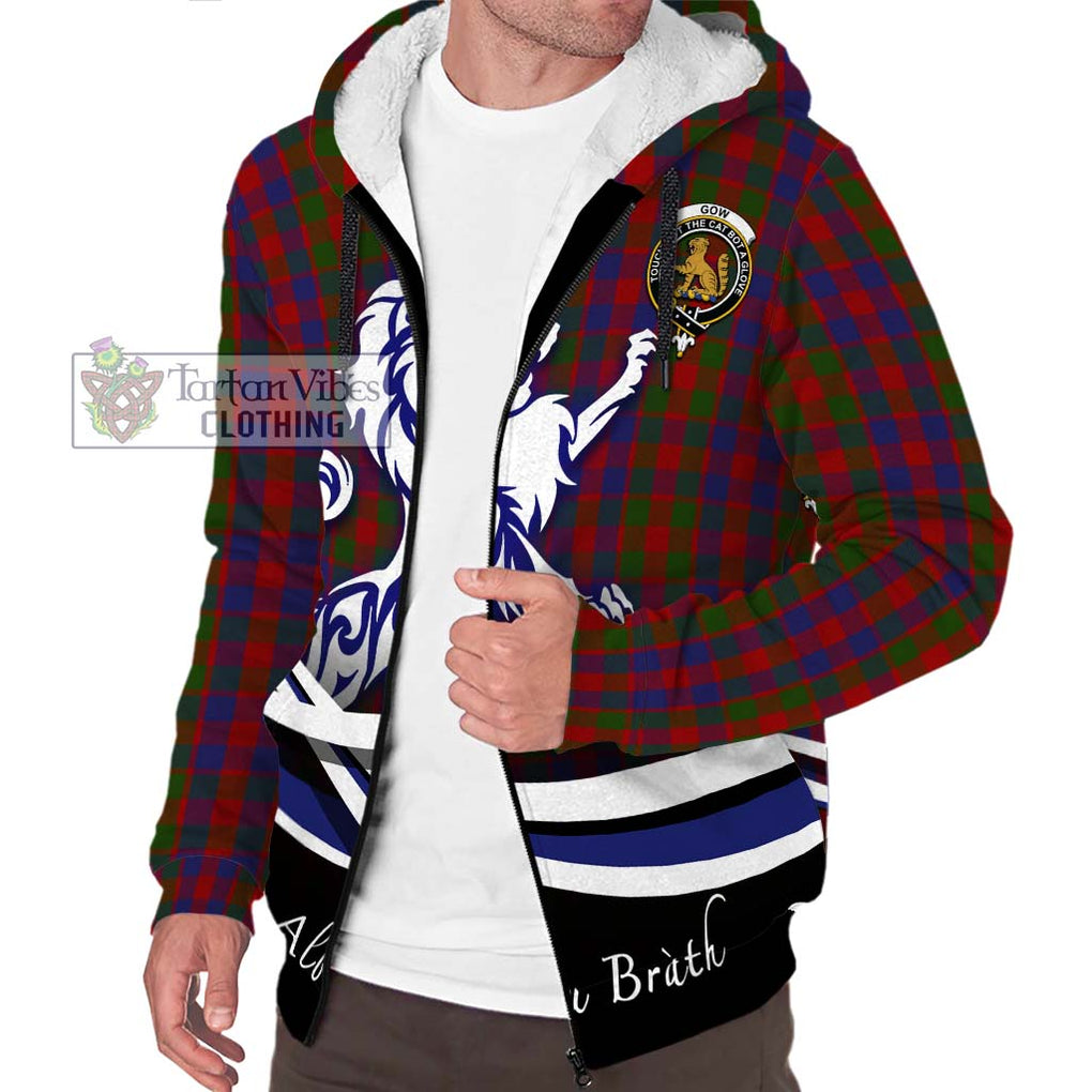 Gow Tartan Sherpa Hoodie with Alba Gu Brath Regal Lion Emblem Unisex S - Tartanvibesclothing Shop