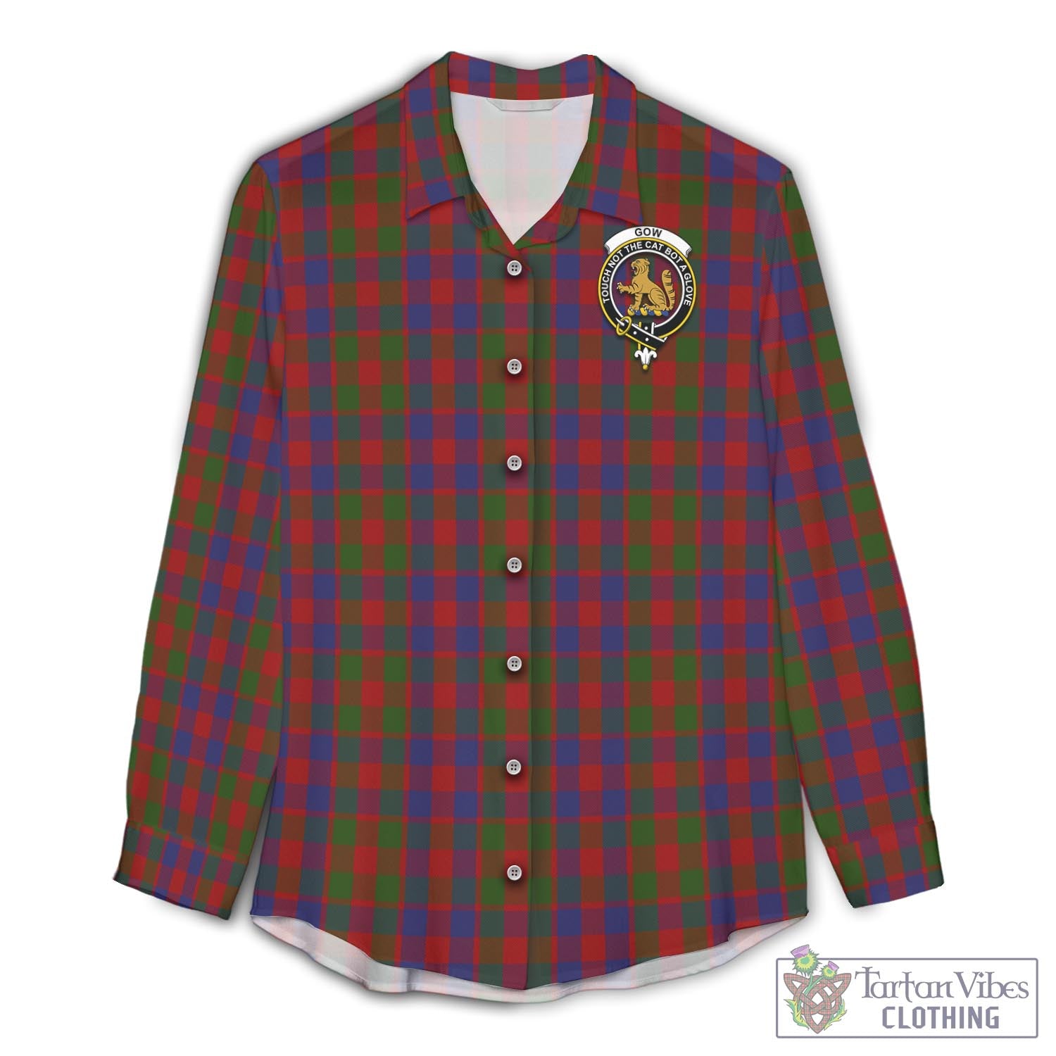 Tartan Vibes Clothing Gow Tartan Womens Casual Shirt with Family Crest