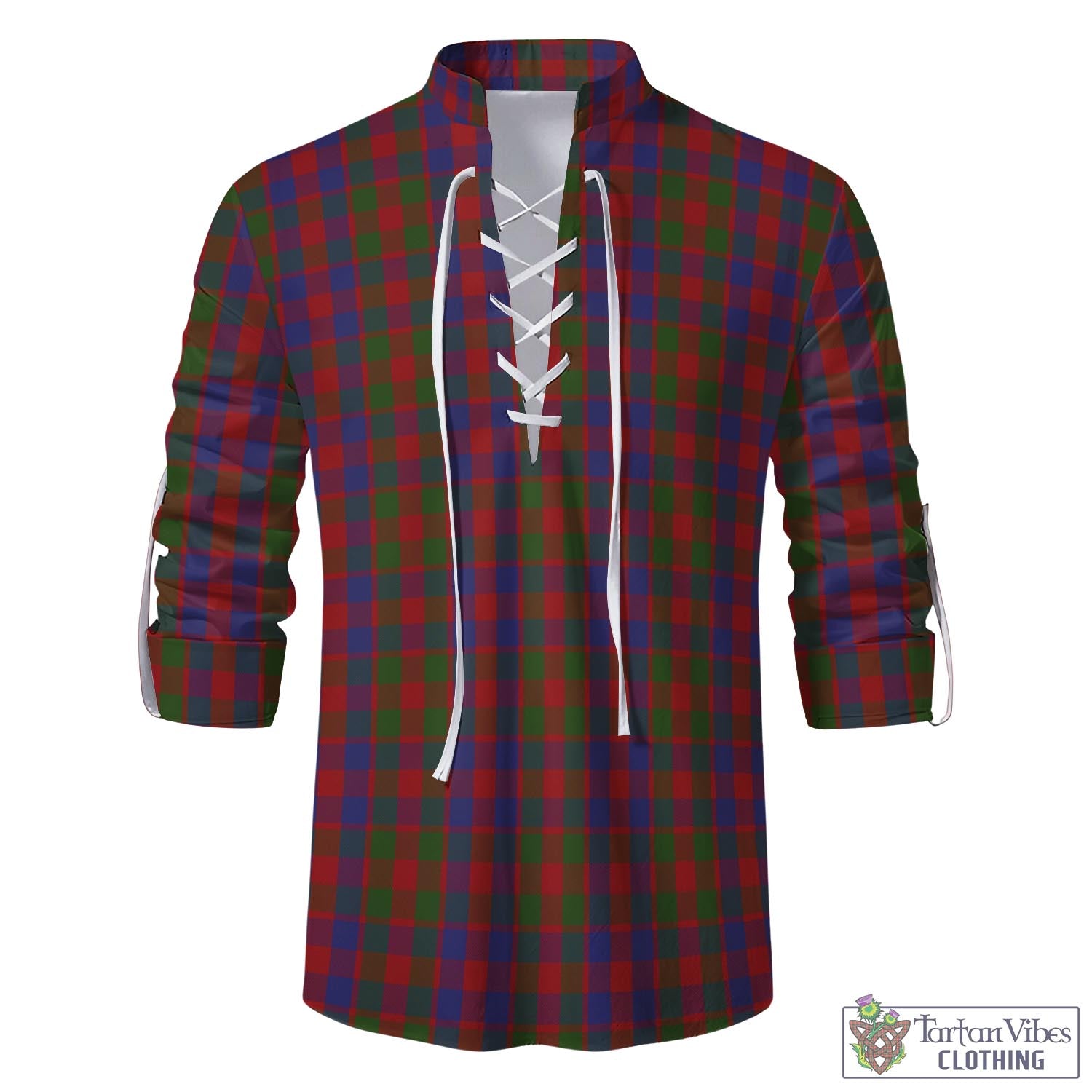 Tartan Vibes Clothing Gow Tartan Men's Scottish Traditional Jacobite Ghillie Kilt Shirt