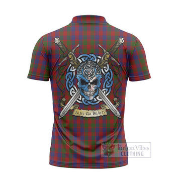 Gow Tartan Zipper Polo Shirt with Family Crest Celtic Skull Style