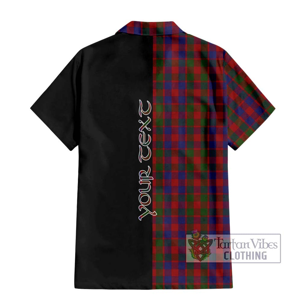 Gow Tartan Short Sleeve Button Shirt with Family Crest and Half Of Me Style - Tartanvibesclothing Shop