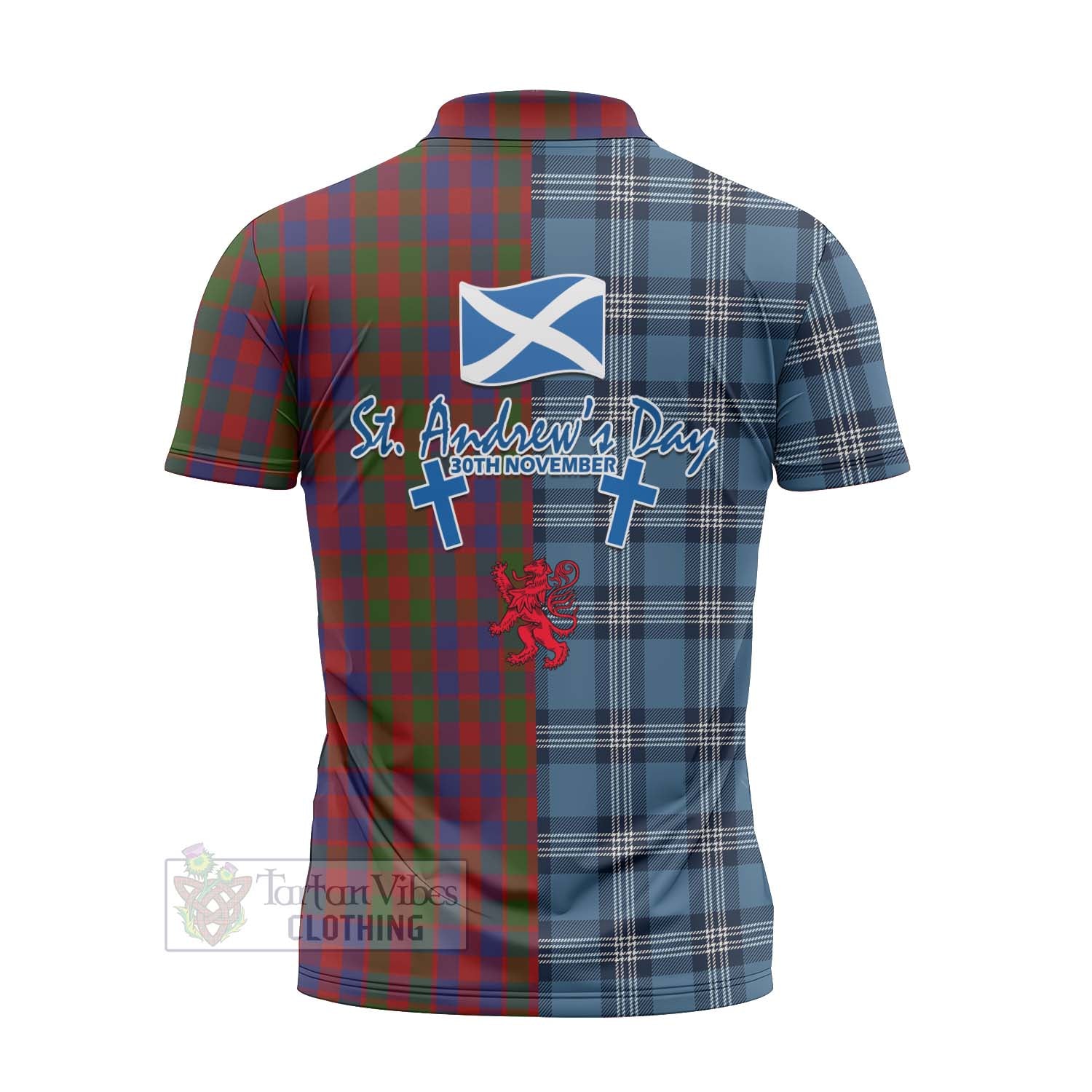 Tartan Vibes Clothing Gow Tartan Zipper Polo Shirt Happy St. Andrew's Day Half Tartan Style