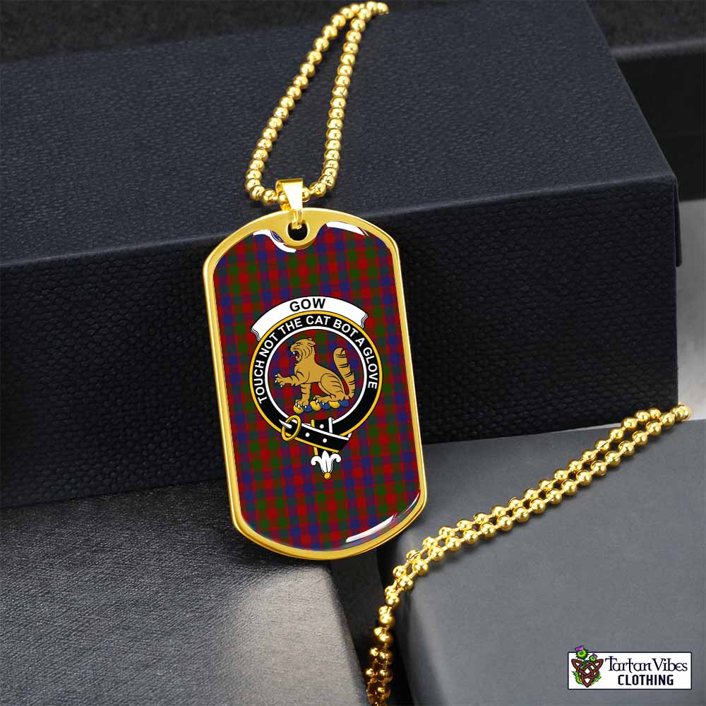 Tartan Vibes Clothing Gow Tartan Dog Tag Necklace with Family Crest