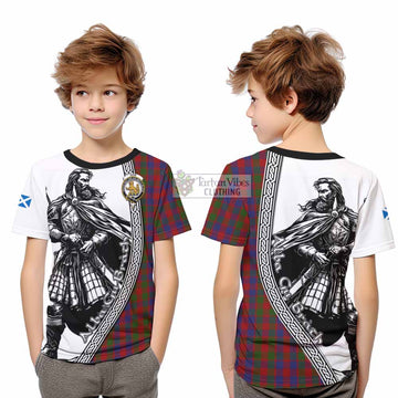 Gow Tartan Clan Crest Kid T-Shirt with Highlander Warrior Celtic Style