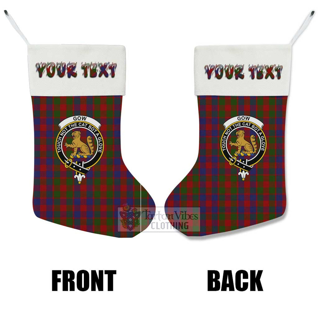 Tartan Vibes Clothing Gow Tartan Family Crest Christmas Stocking with Personalized Text