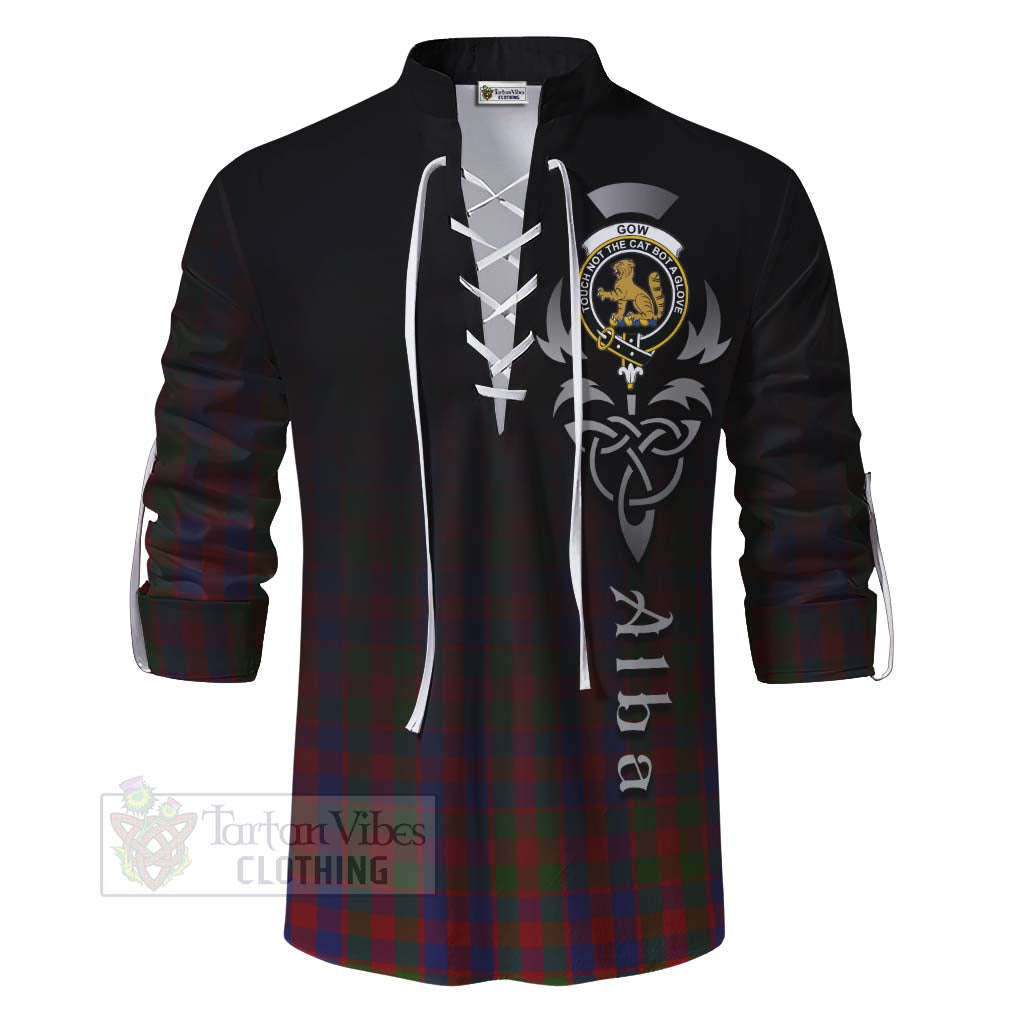 Tartan Vibes Clothing Gow Tartan Ghillie Kilt Shirt Featuring Alba Gu Brath Family Crest Celtic Inspired