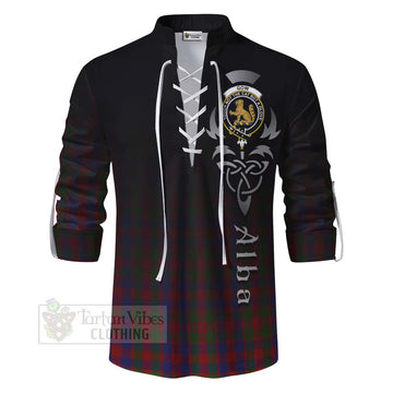 Gow Tartan Ghillie Kilt Shirt Featuring Alba Gu Brath Family Crest Celtic Inspired