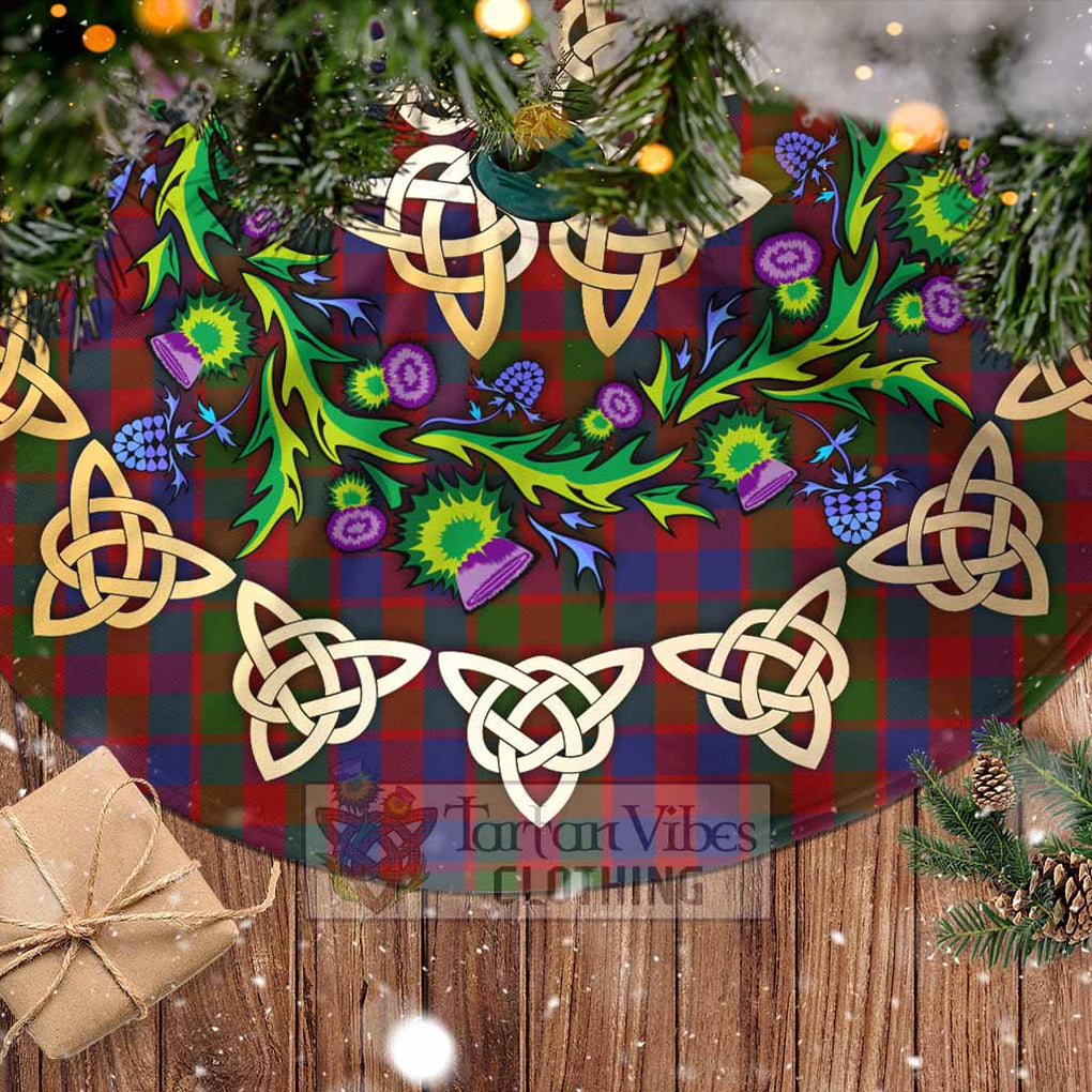 Tartan Vibes Clothing Gow Tartan Christmas Tree Skirt with Thistle Celtic Knot Style