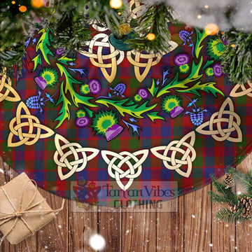 Gow Tartan Christmas Tree Skirt with Thistle Celtic Knot Style