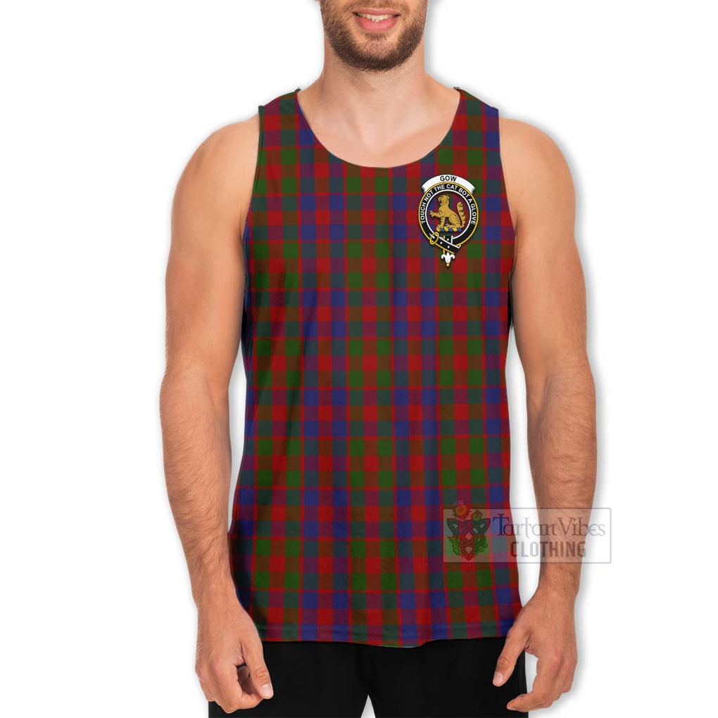 Tartan Vibes Clothing Gow Tartan Men's Tank Top with Family Crest and Bearded Skull Holding Bottles of Whiskey