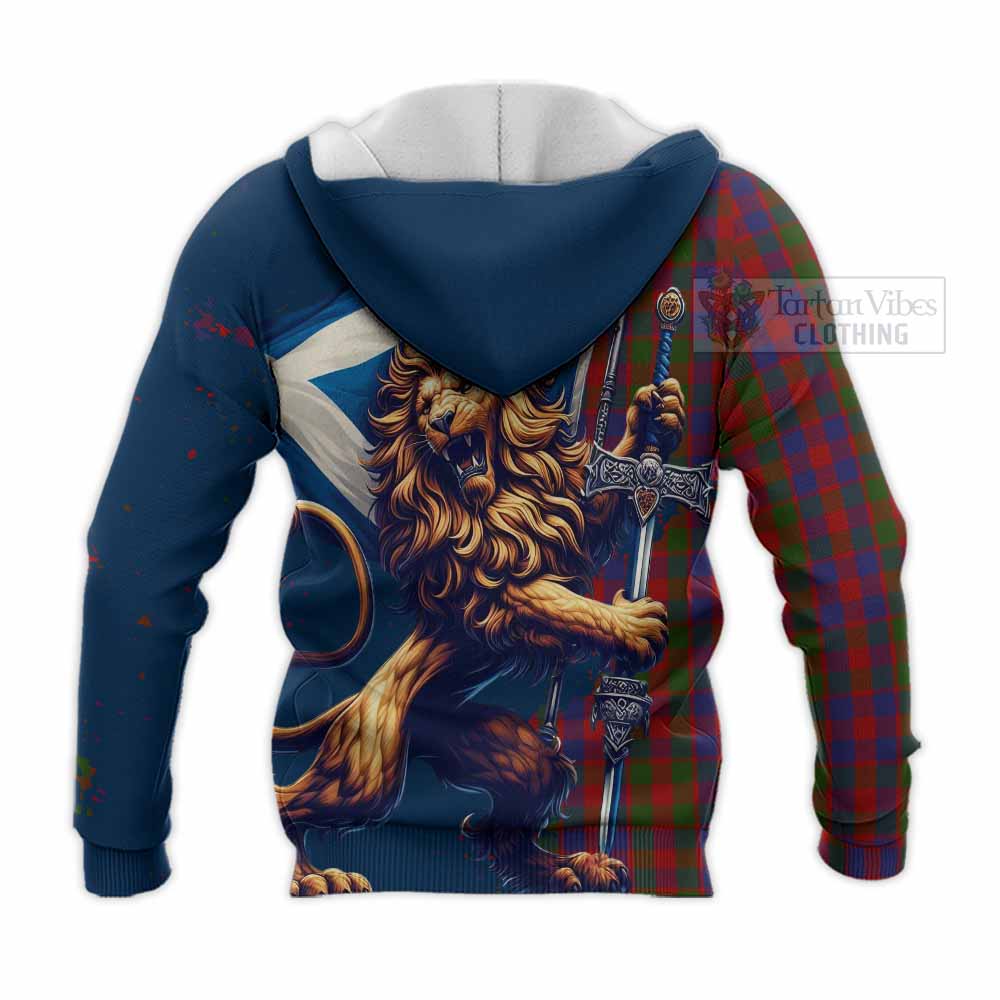 Tartan Vibes Clothing Gow Tartan Family Crest Knitted Hoodie with Scottish Majestic Lion