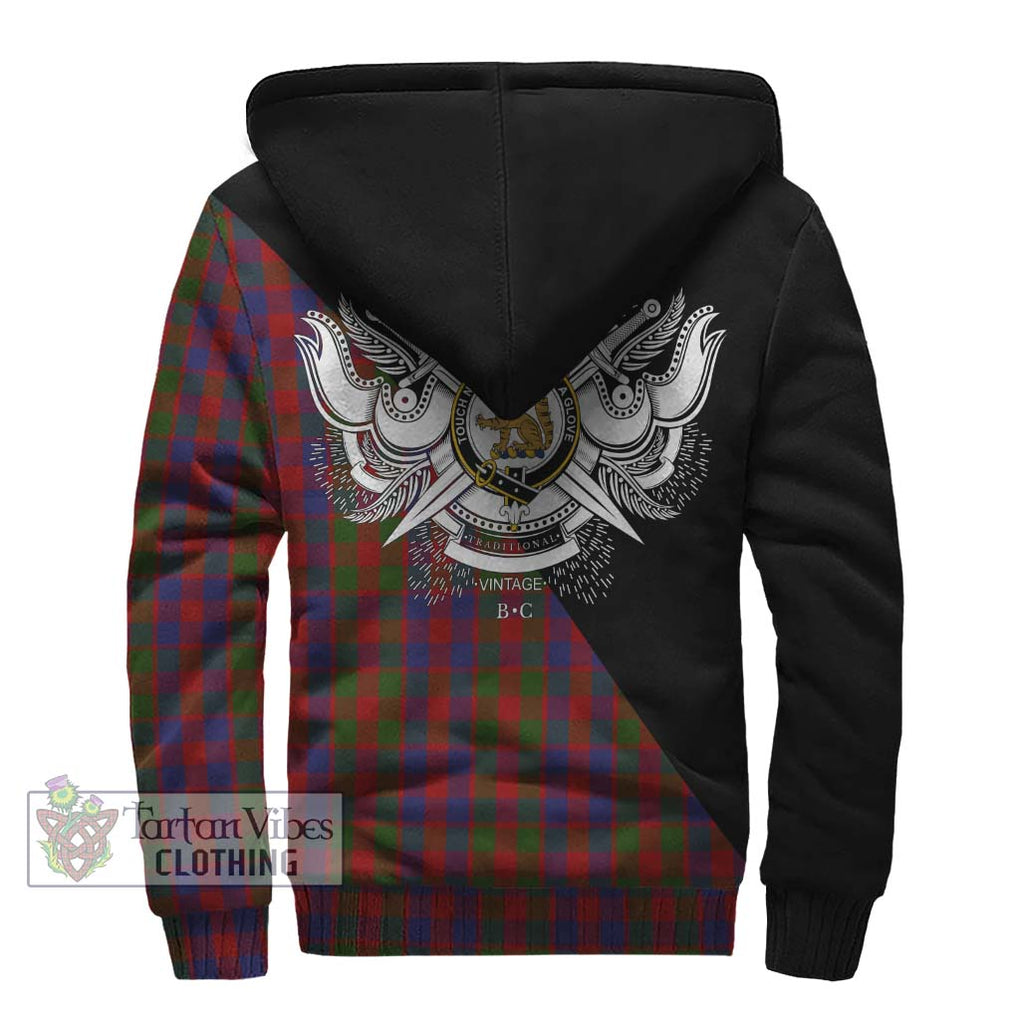 Gow Tartan Sherpa Hoodie with Family Crest and Military Logo Style - Tartanvibesclothing Shop