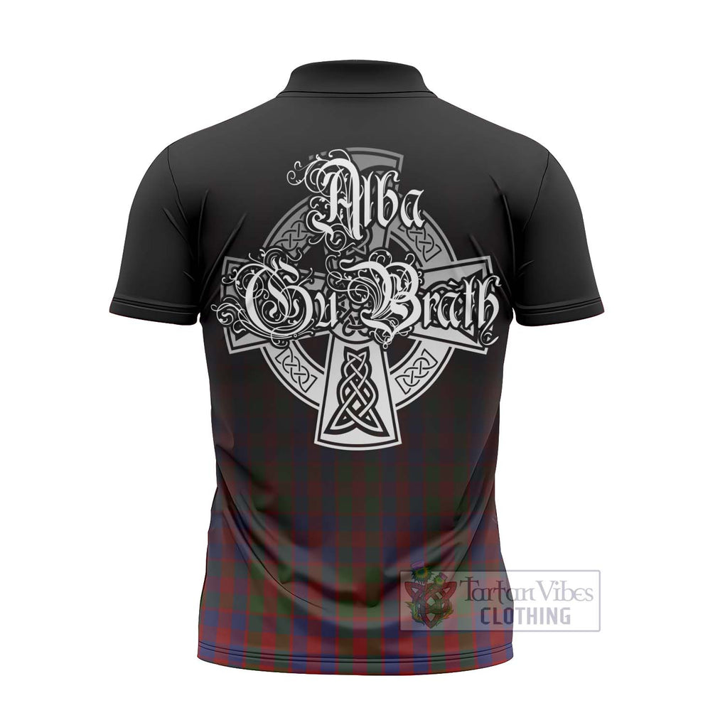 Tartan Vibes Clothing Gow Tartan Zipper Polo Shirt Featuring Alba Gu Brath Family Crest Celtic Inspired