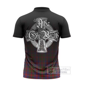 Gow Tartan Zipper Polo Shirt Featuring Alba Gu Brath Family Crest Celtic Inspired