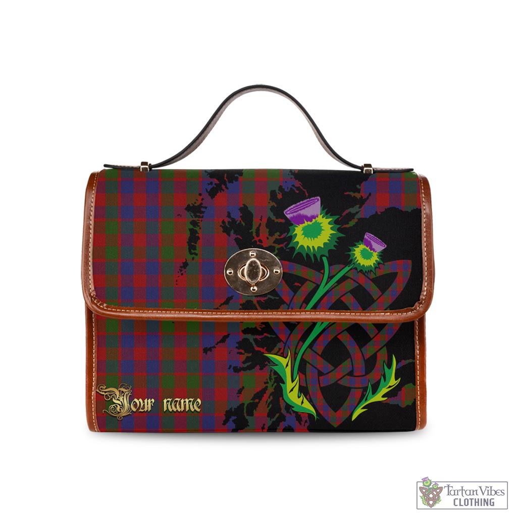 Tartan Vibes Clothing Gow Tartan Waterproof Canvas Bag with Scotland Map and Thistle Celtic Accents