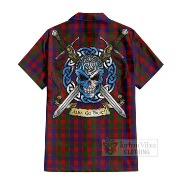 Gow Tartan Hawaiian Shirt with Family Crest Celtic Skull Style - Tartan Vibes Clothing