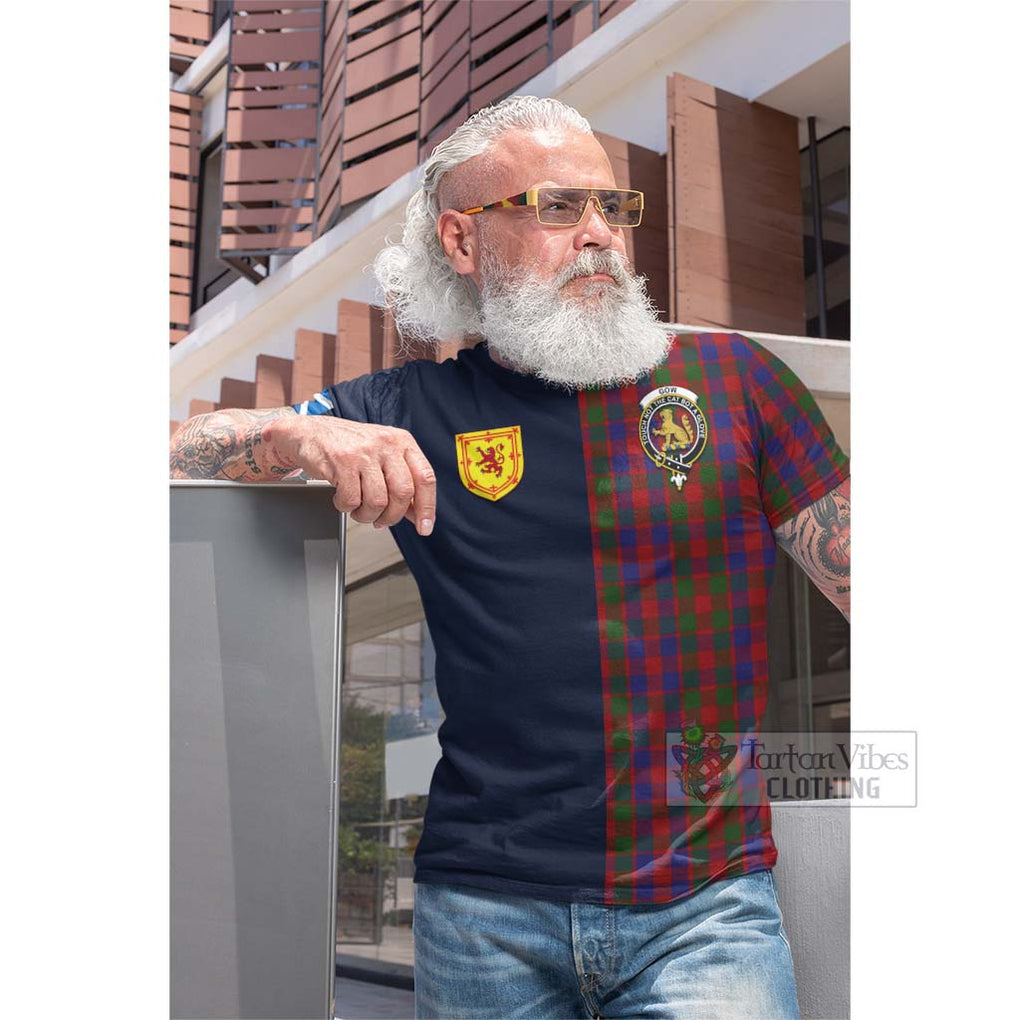 Tartan Vibes Clothing Gow Tartan Cotton T-shirt with Scottish Lion Royal Arm Half Style