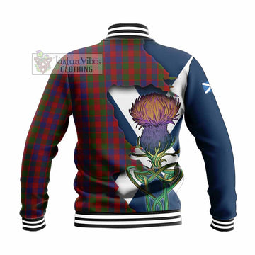 Gow Tartan Family Crest Baseball Jacket Scottish Thistle Celtic Inspired - Tartan Vibes Clothing