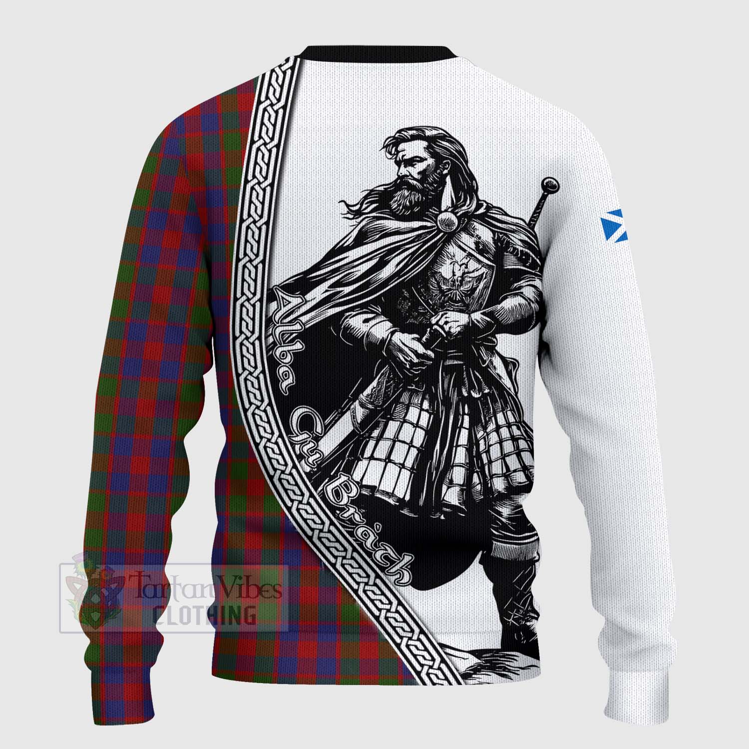 Tartan Vibes Clothing Gow Tartan Clan Crest Knitted Sweater with Highlander Warrior Celtic Style