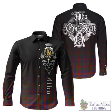 Gow Tartan Long Sleeve Button Up Featuring Alba Gu Brath Family Crest Celtic Inspired - Tartan Vibes Clothing