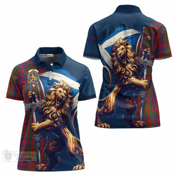 Gow Tartan Family Crest Women's Polo Shirt with Scottish Majestic Lion