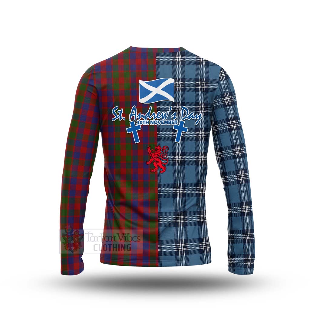 Tartan Vibes Clothing Gow Tartan Long Sleeve T-Shirt Happy St. Andrew's Day Half Tartan Style