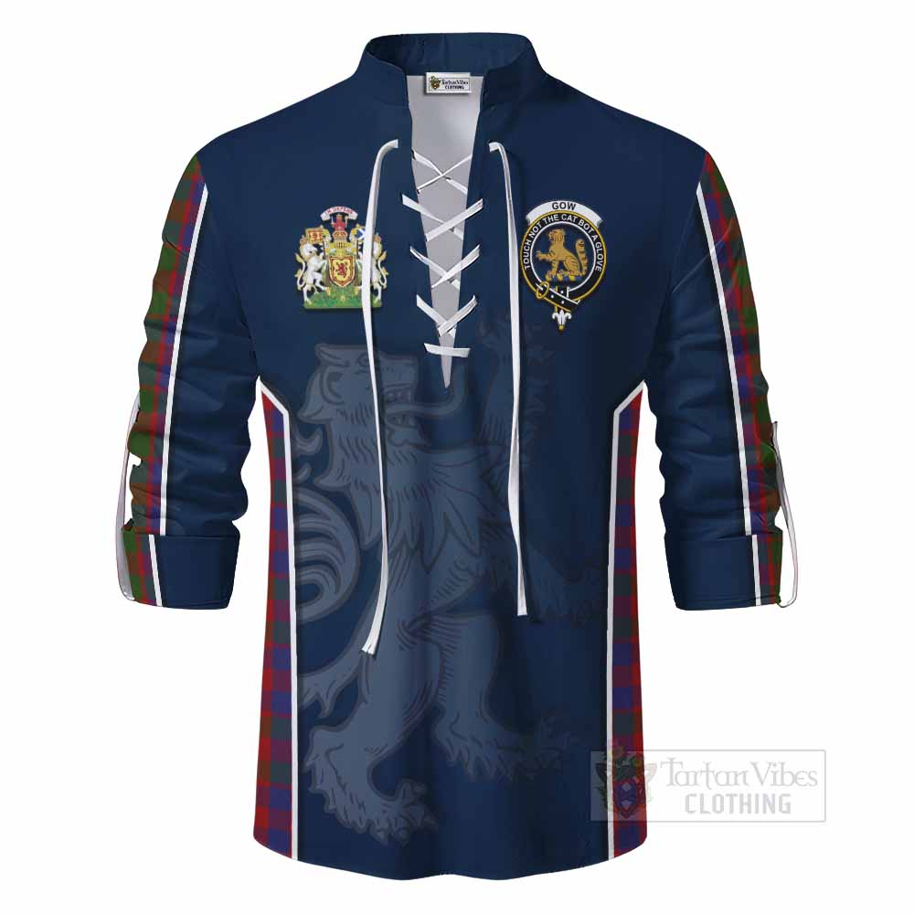 Tartan Vibes Clothing Gow Tartan Ghillie Kilt Shirt with Family Crest and Lion Rampant Vibes Sport Style