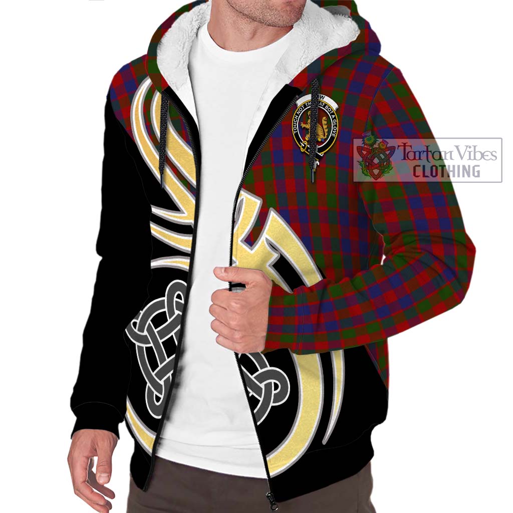 Gow Tartan Sherpa Hoodie with Family Crest and Celtic Symbol Style - Tartan Vibes Clothing