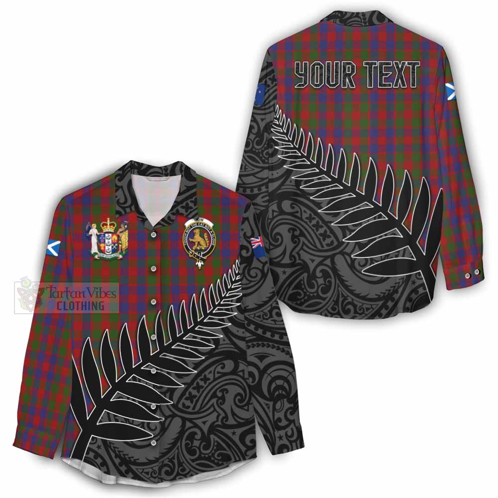 Tartan Vibes Clothing Gow Crest Tartan Women's Casual Shirt with New Zealand Silver Fern Half Style