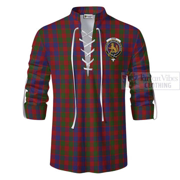 Gow Tartan Ghillie Kilt Shirt with Family Crest Celtic Skull Style