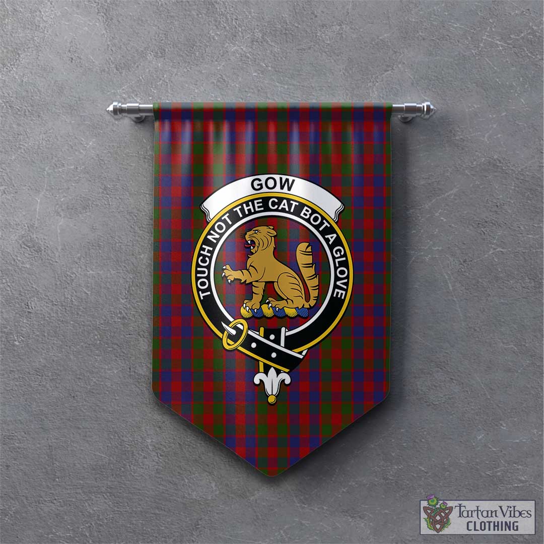 Tartan Vibes Clothing Gow Tartan Gonfalon, Tartan Banner with Family Crest