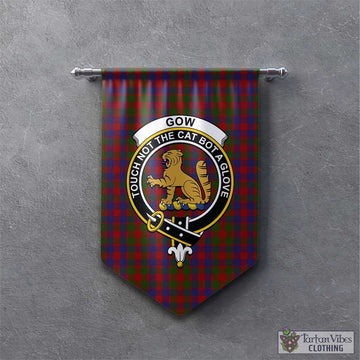 Gow Tartan Gonfalon, Tartan Banner with Family Crest