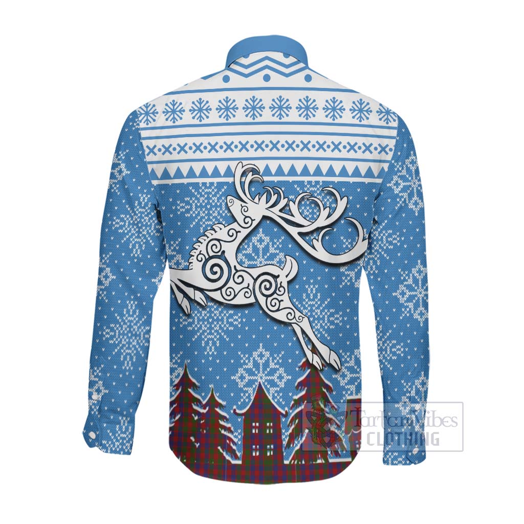 Tartan Vibes Clothing Gow Clan Christmas Long Sleeve Button Shirt Celtic Reindeer Style