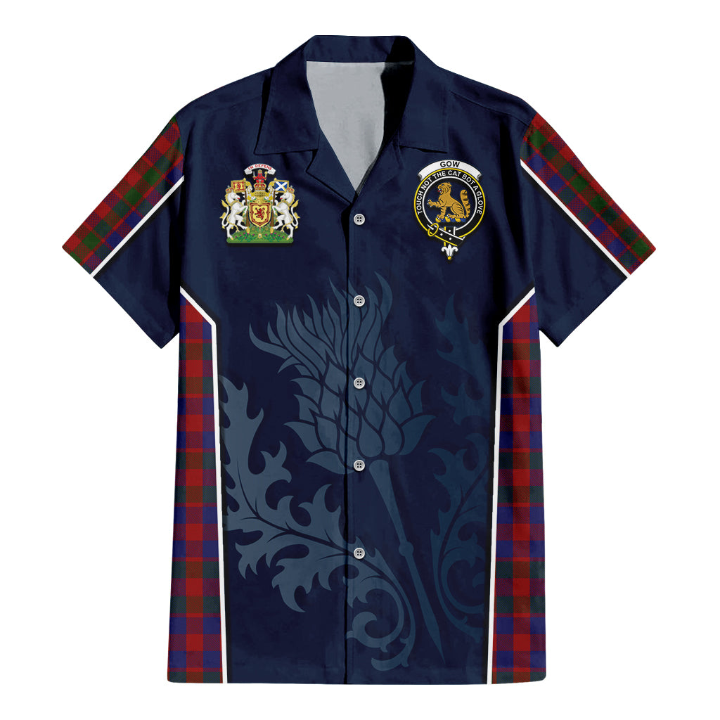 Gow Tartan Hawaiian Shirt with Family Crest and Scottish Thistle Vibes Sport Style - Tartan Vibes Clothing